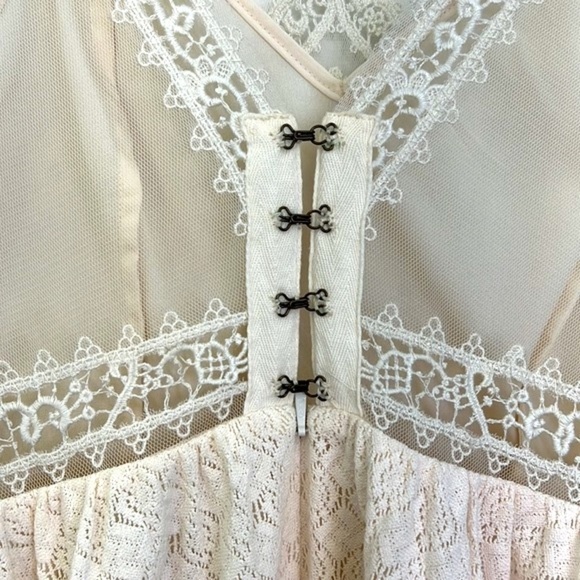 Free People - Victoria Ivory Lace Sleeveless Full Mini Dress Size Small - Picture 13 of 16